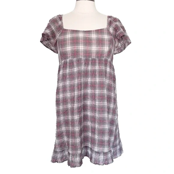 Anthropologie Maeve Flutter Sleeve Plaid Mini Dress Size XS - Picture 2 of 10